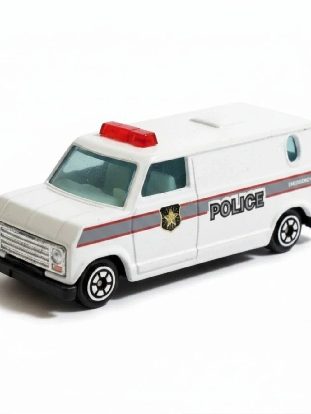 1981 Yatming #1501 White Ford Econoline Police Transport Van Wagon Die-Cast 1:64